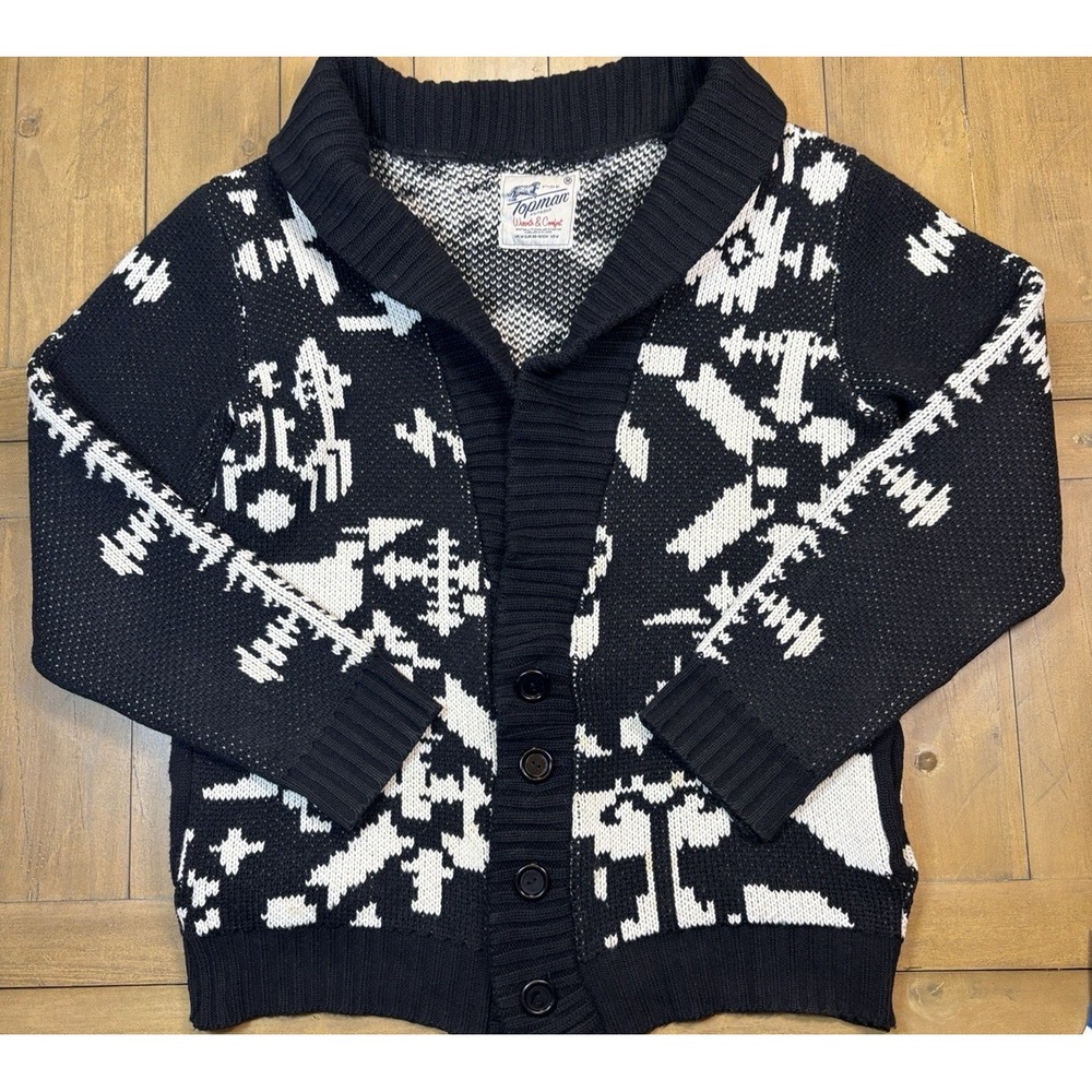 Topman Indie Sleaze Cardigan Chunky Sweater Mens M Western Cowboy Ranch Heritage